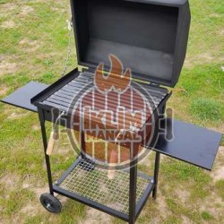 40x50x75 Barbekü Mangal Oluklu Izgara Kapaklı Varil  Mangal Barbekü