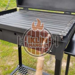40x50x75 Barbekü Mangal Oluklu Izgara Kapaklı Varil  Mangal Barbekü