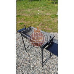 40x70 cm Çift Sehpalı Oluklu ızgaralı ve pleyt tavalı Kokoreç Şişli Mangal