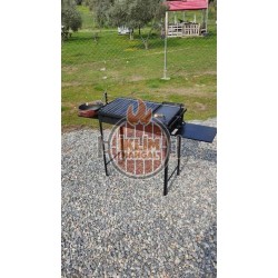 40x70 cm Çift Sehpalı Oluklu ızgaralı ve pleyt tavalı Kokoreç Şişli Mangal
