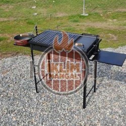 40x70 cm Çift Sehpalı Oluklu ızgaralı ve pleyt tavalı Kokoreç Şişli Mangal