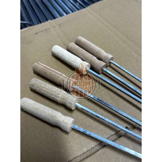 60 cm ahşap saplı kare şiş 6 adet