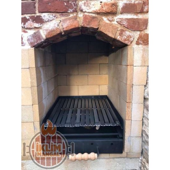 40x50 Barbekü Taş ocak Taş Şömine Bims barbekü içine kızaklı ızgara çekmeceli küllük