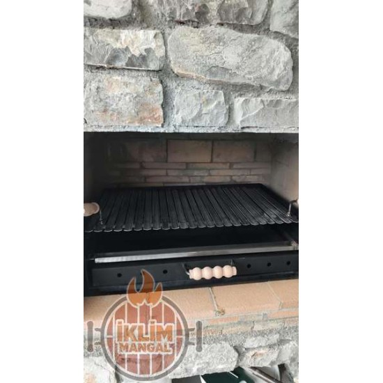 40x50 Barbekü Taş ocak Taş Şömine Bims barbekü içine kızaklı ızgara çekmeceli küllük