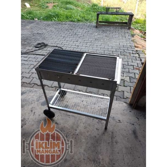 40x70 cm Çift Izgaralı Krom Mangal