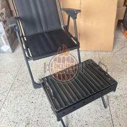Kamp Campout Piknik Mangalı Katlanır ayaklı, oluklu ızgara yağ hazneli portatif katlanır ayak 30x45