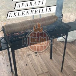 40x50x75 Barbekü Mangal Oluklu Izgara Kapaklı Varil  Mangal Barbekü