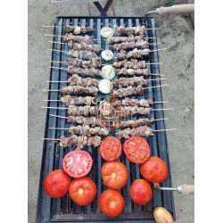 40X70 Oluklu Izgaralı Demir Mangal 75 cm seyyar ayaklı