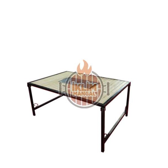 8 kişilik masa mangal , masa üstü ızgara , ahşap masa dış mekan için masa
