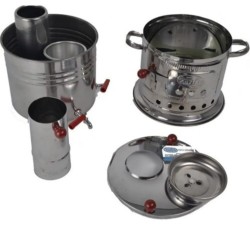 Zarifiş Çift Musluklu demlikli  Odun veye Kömürlü Semaver