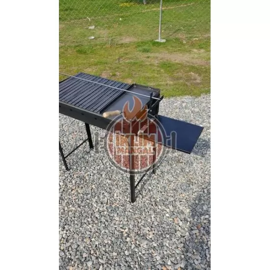 40x70 cm Çift Sehpalı Oluklu ızgaralı ve pleyt tavalı Kokoreç Şişli Mangal