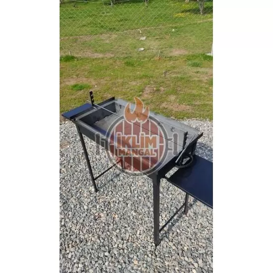 40x70 cm Çift Sehpalı Oluklu ızgaralı ve pleyt tavalı Kokoreç Şişli Mangal