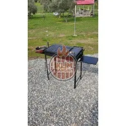 40x70 cm Çift Sehpalı Oluklu ızgaralı ve pleyt tavalı Kokoreç Şişli Mangal