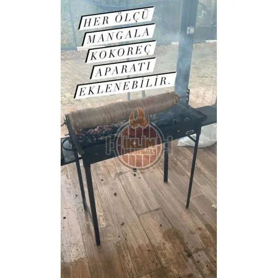 40x100x75 cm Demir Büyük Mangal Oluklu Izgaralı Mangal etkinlik toplantı parti boy seyyar ayaklı mangal