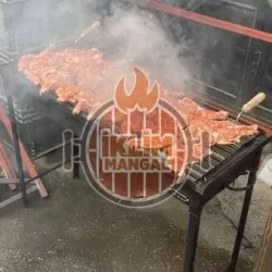 40x100x75 cm Demir Büyük Mangal Oluklu Izgaralı Mangal etkinlik toplantı parti boy seyyar ayaklı mangal