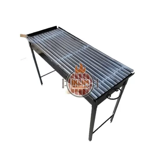 40x100x75 cm Demir Büyük Mangal Oluklu Izgaralı Mangal etkinlik toplantı parti boy seyyar ayaklı mangal