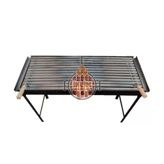 40x100x75 cm Demir Büyük Mangal Oluklu Izgaralı Mangal etkinlik toplantı parti boy seyyar ayaklı mangal